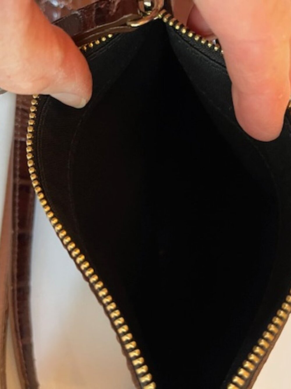 &OTHER STORIES | Croc Embossed Brown Leather Lg Tote Shoulder Shopping Bag-EUC - Picture 4 of 12